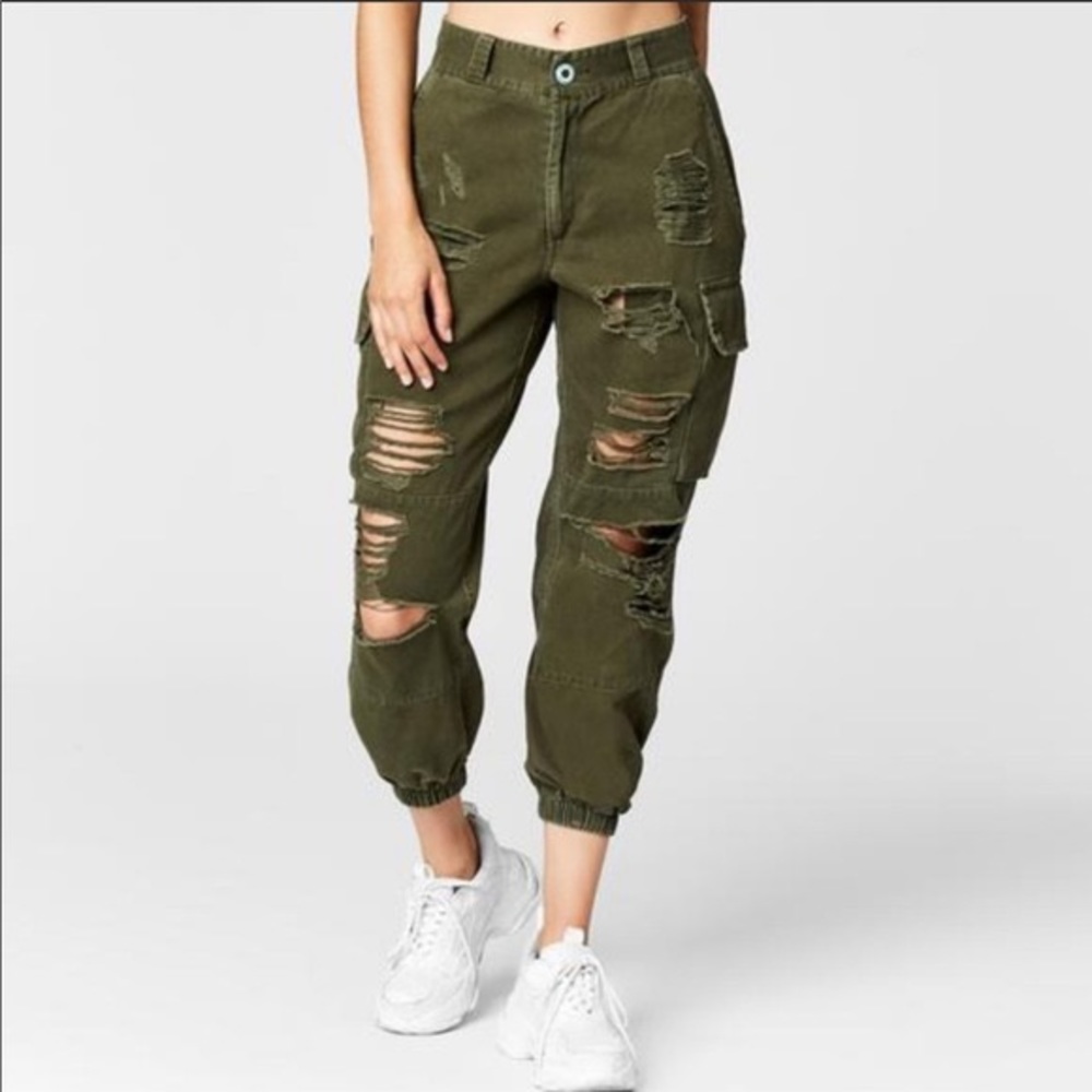 Lf olive cargo jogger pants